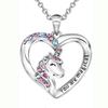 Colorful Heart-Shaped Unicorn Necklace & Earring Set for Kids