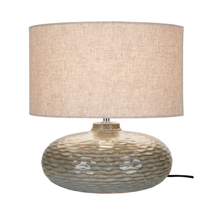 Lampe de table en céramique verte avec abat-jour