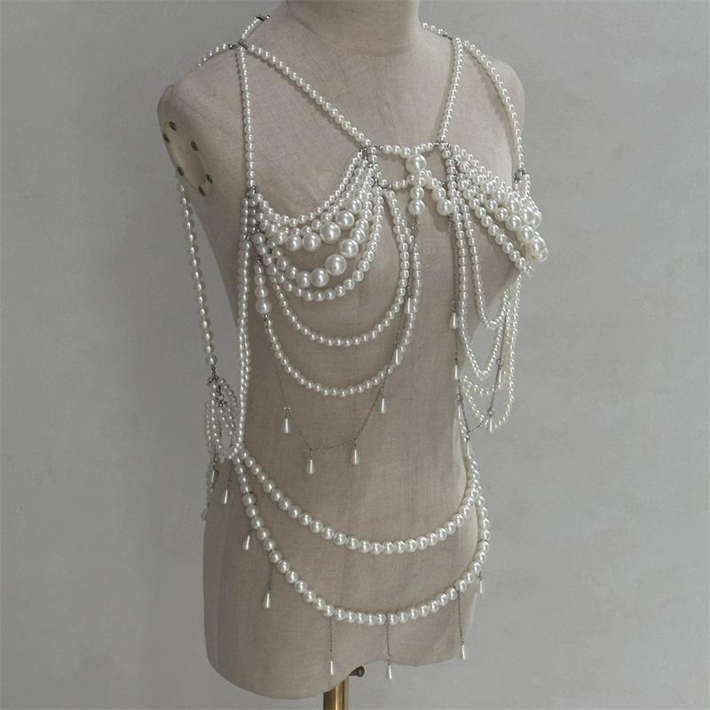 

Design Pearl Dress Body Chain Jewelry For Women Party Evening