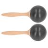2PCS Sand Hammer Adult Maracas Shaker Wooden Handle Hand Percussion Instrument Toy for Party Concert Black Wood Color
