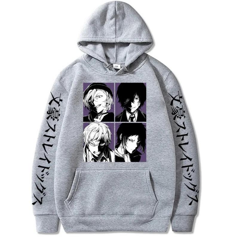 Bungou Stray Dogs Japanese Animation Hoodie Vintage Unisex Pullover Men Vintage Graphic Hoody Tops Oversize Clothing