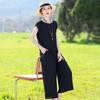 Cotton Silk Two Piece Set Womens Summer Outfit Loose Short Sleeve T-shirt and Pants Casual Trendy Plus Size
