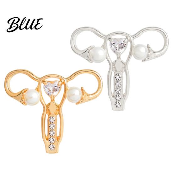 Uterus Shaped Pin Brooch with Rhinestone Faux Pearl Human Organ Lapel Pin Coats Decorative Hollow Jewelry for Sweaters Scarves Pearl
