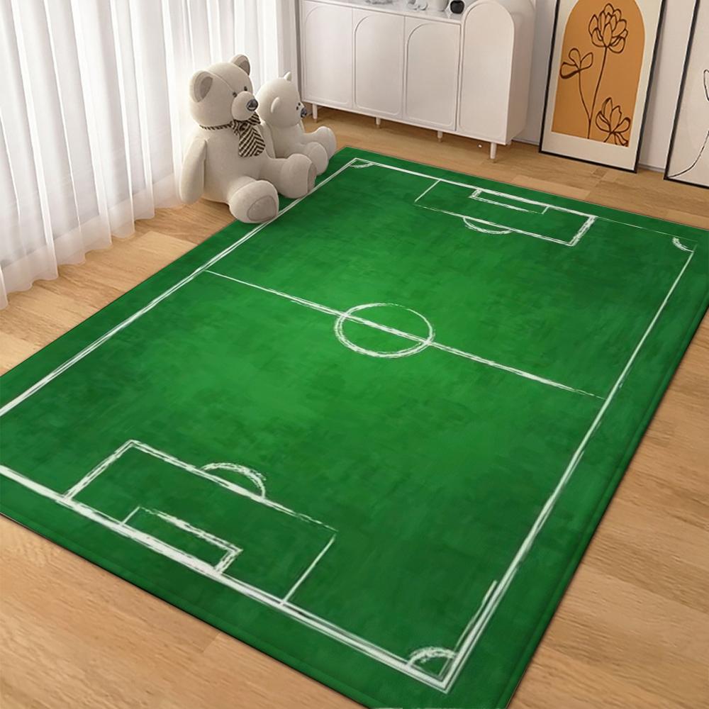 Green Soccer Field Indoor Rug Soft Nonslip Carpet For Living Room Play Area Hallway Home Party Decor Valentine'S Day Gift