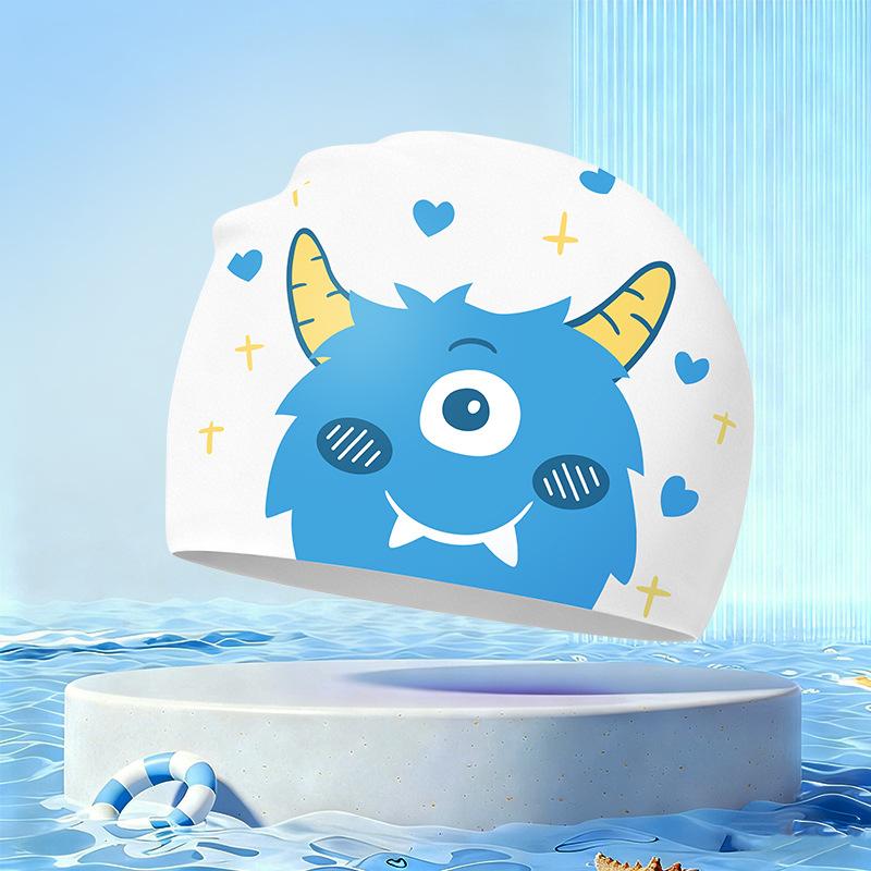 New Children's Cartoon Swimming Cap Cute Dolphin Waterproof Ear Protection Swimming Caps Kids Hot Spring Swimming Equipment