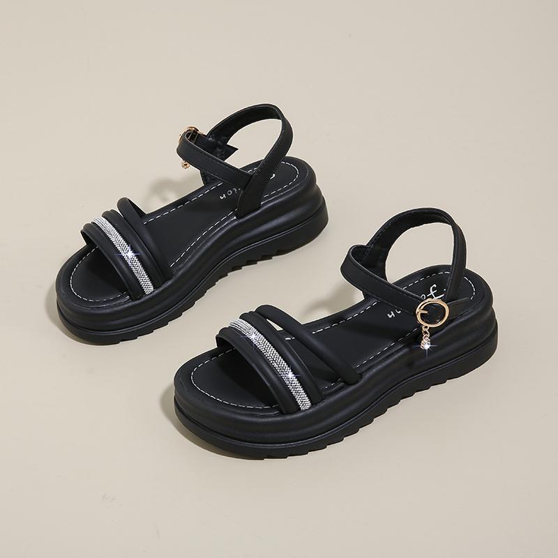Female Sandal 2024 Women's Beach Shoes Increasing Height Girls New Comfort  Low Beige Sports Bow Summer Casual Scandals