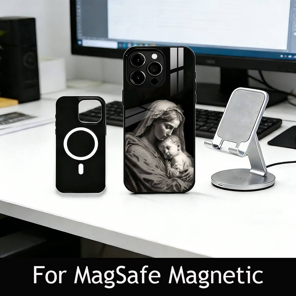 V-Virgin Mary Celestial Grace Phone Case For iPhone17,16,15,14,13,12,11 Plus,Pro Magnetic For Magsafe Wireless Charging