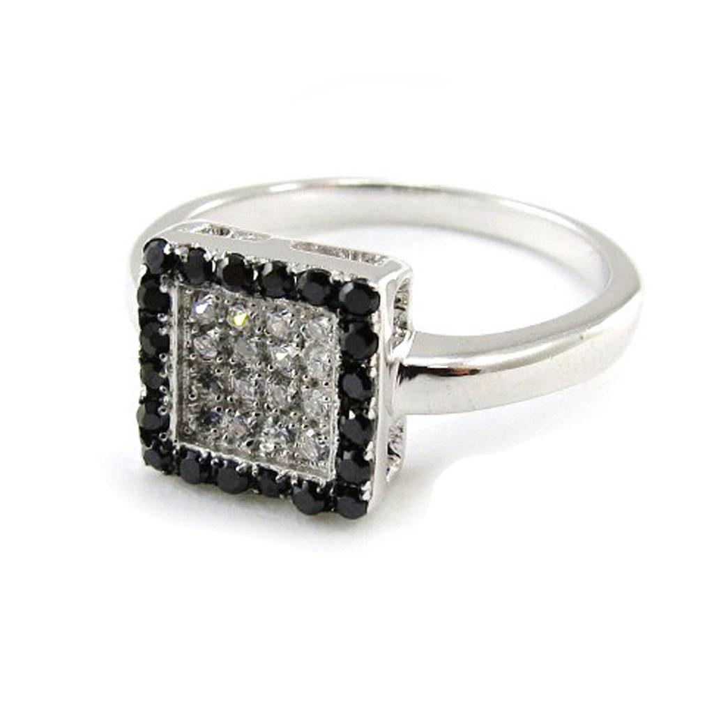 Black White 'Romy' Silver Ring