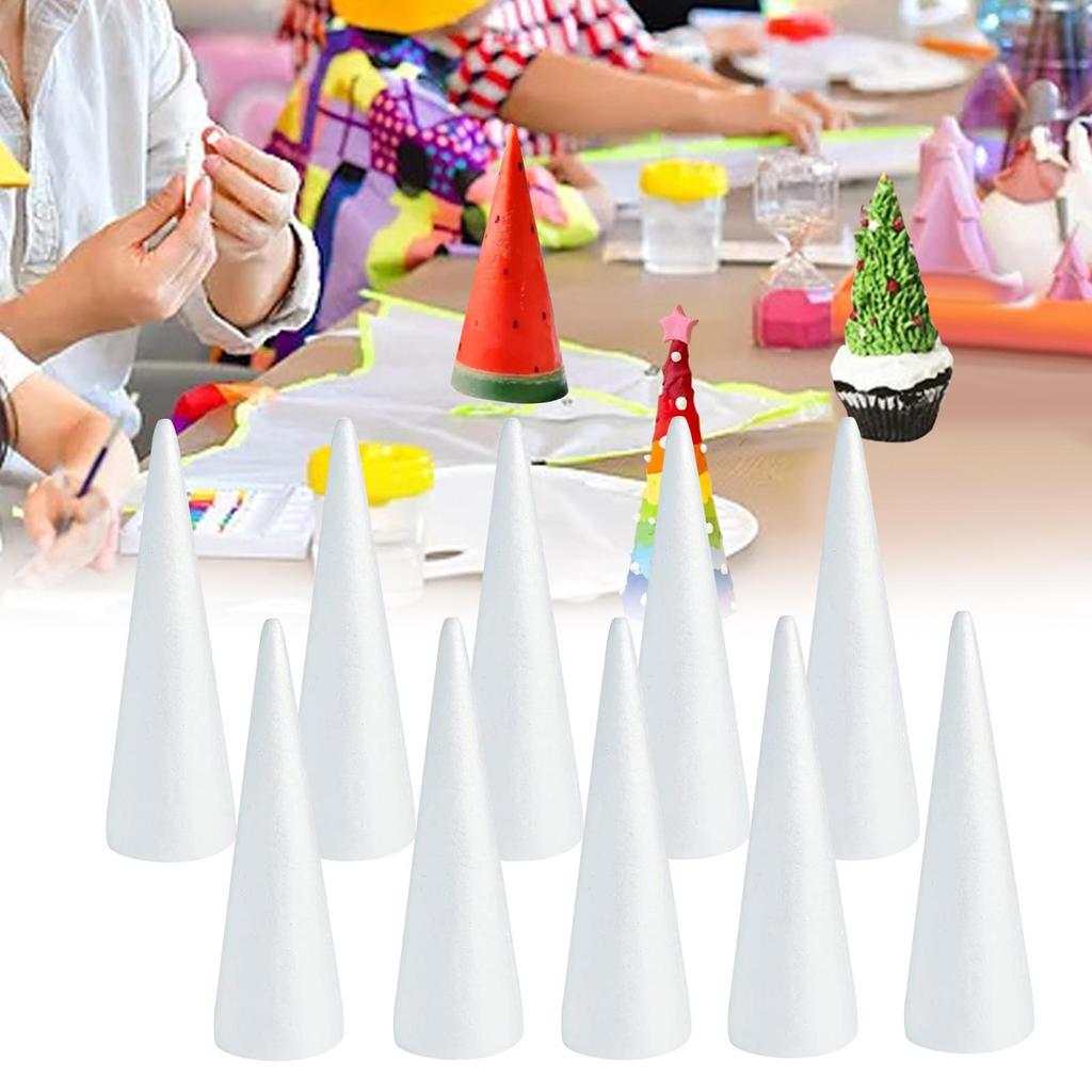 10x Foam Cones for Crafts Handmade Gnomes Foam Tree Cones Polystyrene Cones for Festival Children Kids Party Holiday DIY Arts
