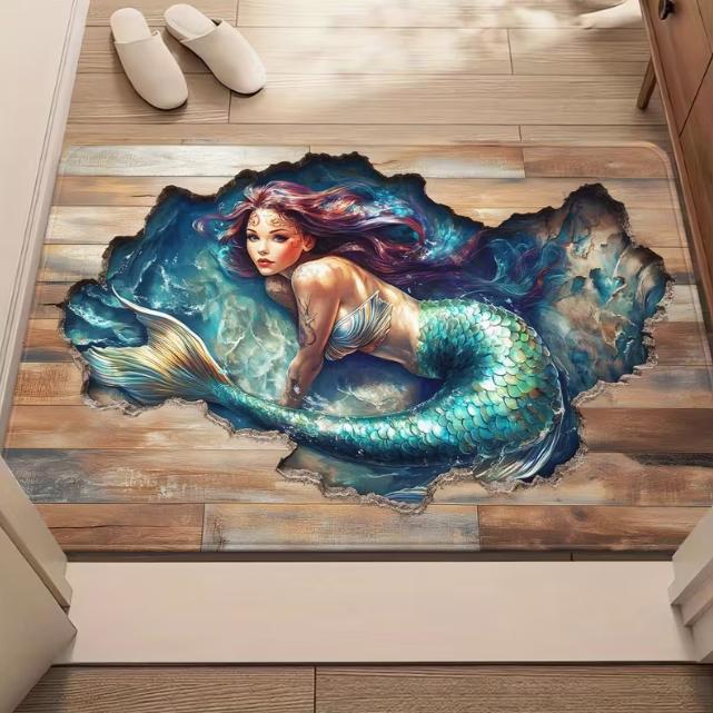3D Visual Illusion Door Mat Realistic Broken Wood Grain Anti Slip Floor Mat Suitable for Indoor and Outdoor Car Home Decoration