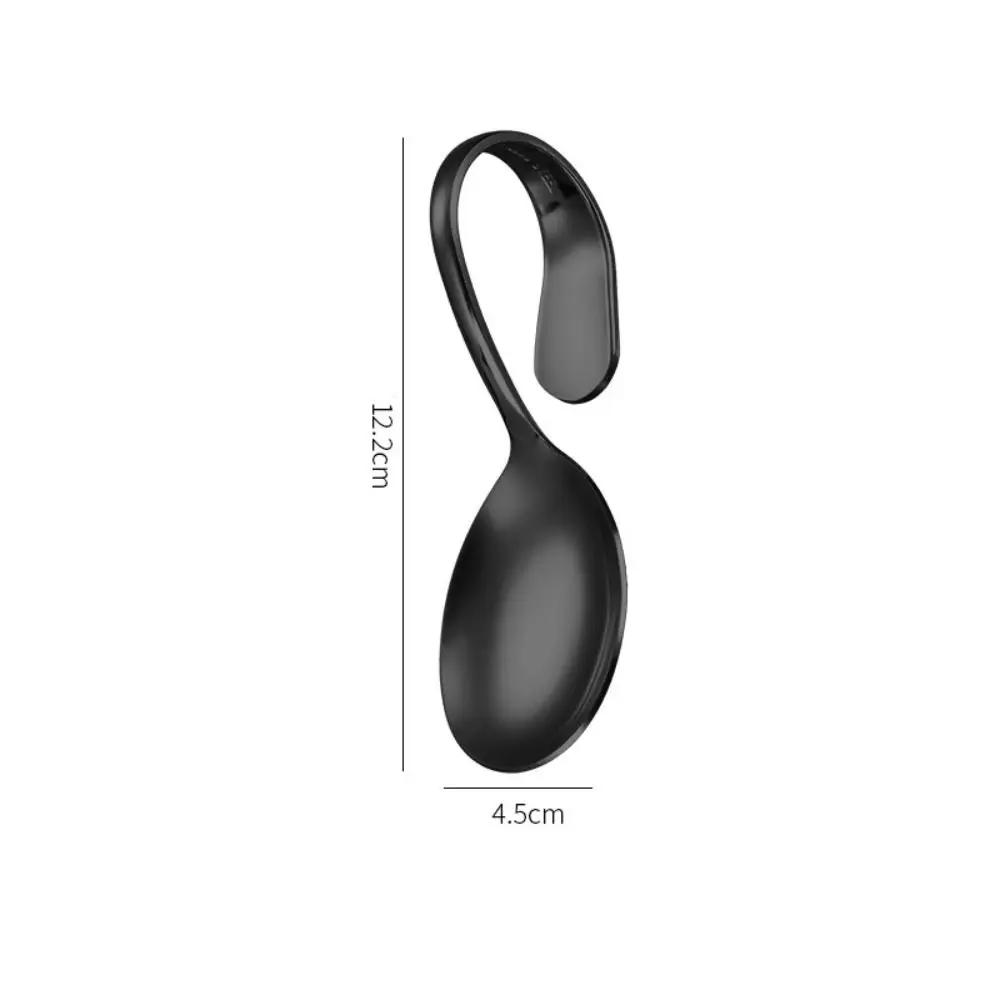 Cutlery Stainless Steel Curved Handle Spoon Rustproof Portable Serving Spoons Comfortable Grip Safe Dessert Spoons Buffet
