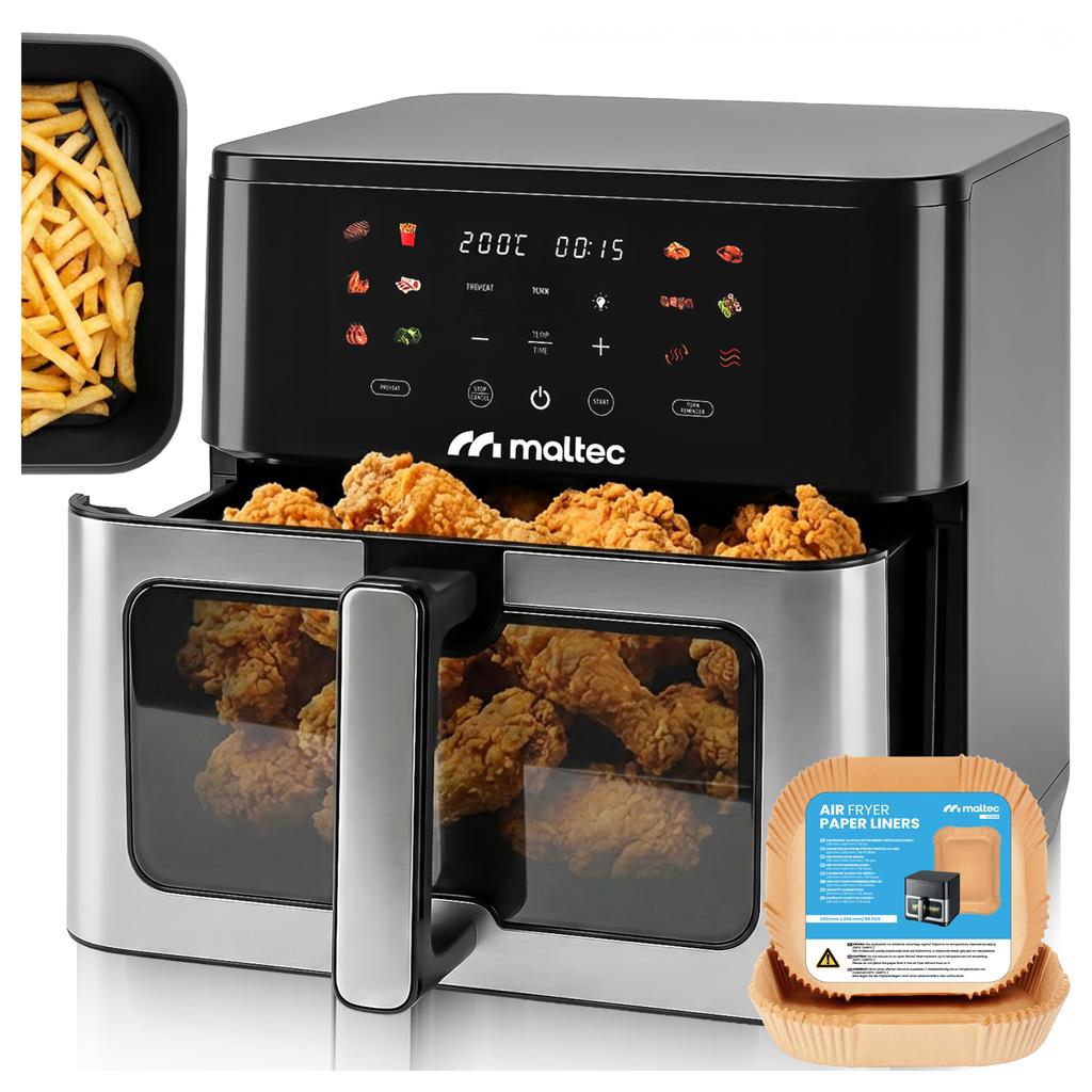 Friggitrice ad aria Maltec 2000W 10L Friggitrice ad aria con finestra grande