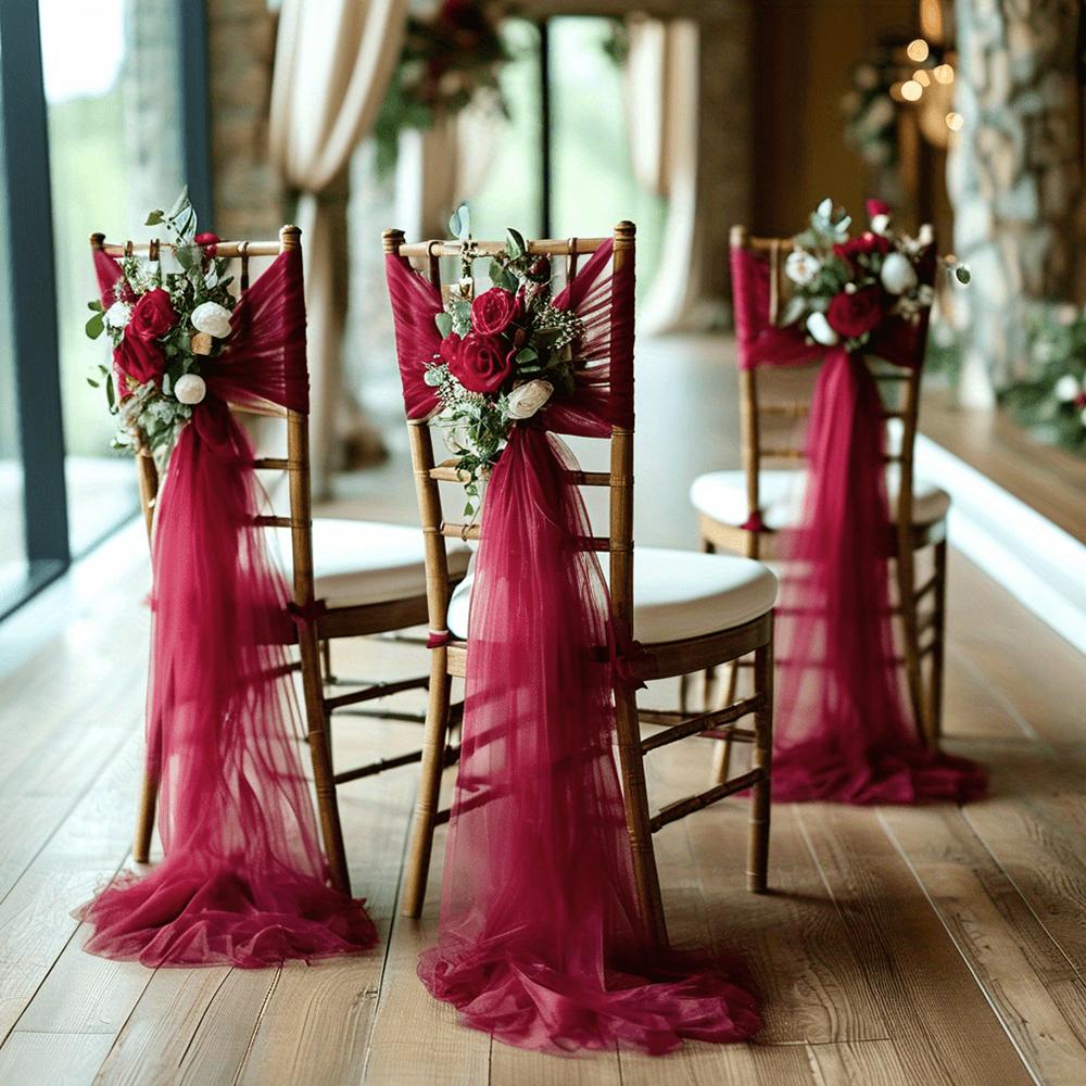 Set of 10/50 Chair Sashes Elegant Wedding Chair Decor Semi-Sheer Tulle for Wedding Parties Churches Christmas Aisle Accent