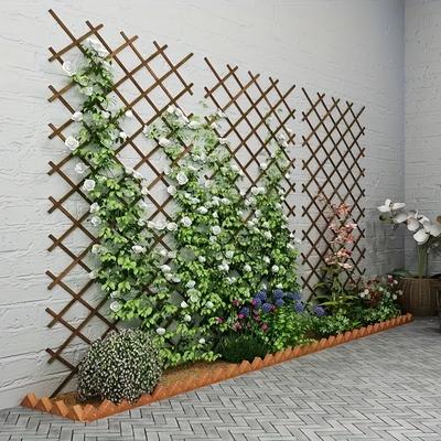 Durability Expandable Wooden Garden Fence with Trellis - Rustproof Real Wood Outdoor Decoration, Suitable for Courtyards and Yard Decor