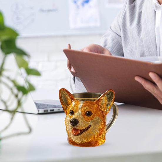 3D Hundefjes Glasskrus Morsom Vannkopp 11oz Gravering Kreativ Drikkebeholder Funky Skulpturelt Glass Gave til Hundelskere