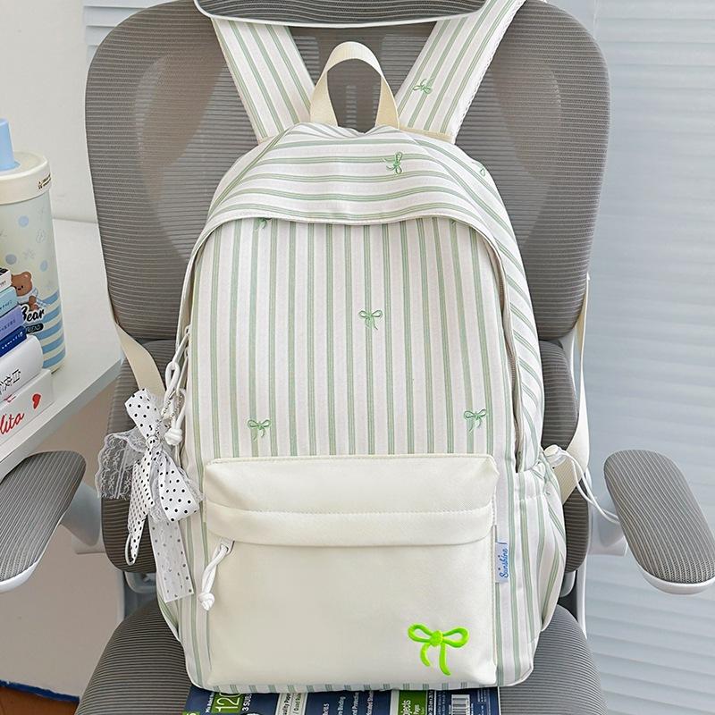Schoolbag new Korean version cute high school student striped ins schoolbag high value backpack simple student large capacity backpack