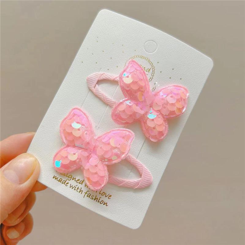 2PCS Cute Princess Sequin Fish Scale Butterfly Girls Hairpins Children Headwear Hairgrip Hair Clips Barrettes Hair Accessories