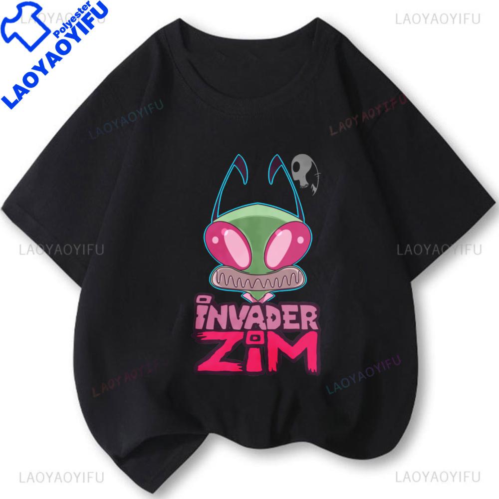 T-Shirts Invader Zim T-Shirt Streetwear Harajuku Grafik Kurzarmshirt Günstige Kleidung Polyester Lustige Cartoon-Oberteile