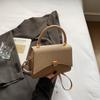Fashion contrasting color simple lock handbag women's 2025 new spring texture popular small square bag shoulder messenger bag
