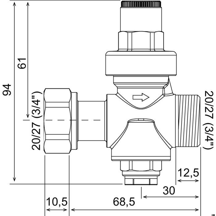 Réducteur De Pression À Piston SOMATHERM - Compteur D'eau 3/4" - Gris Et or