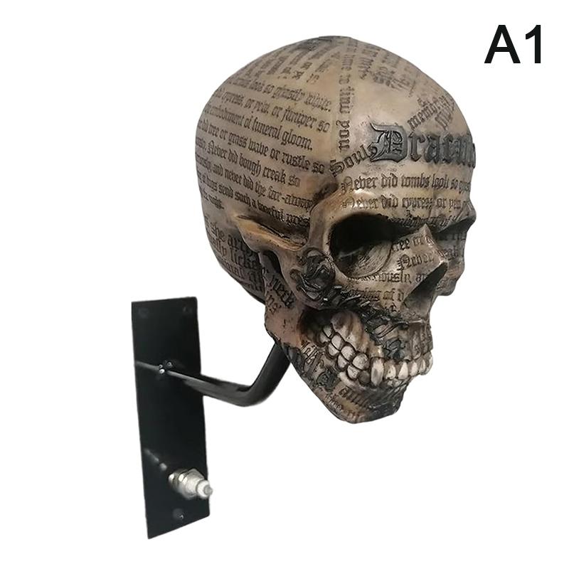 

Держатель для шлема мотоцикла в форме черепа, стойка для хранения шлема, настенное крепление, вешалка для шляп из смолы для пальто, кепок, бейсбольных мячей и шлема для регби