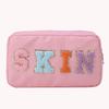 Casual Toiletry Bag Embroidery Letter Patch Travel Organizer Portable Zipper Female Cosmetic Bag Waterproof Nylon for Lady Girls