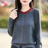 Rundhals Colorblock Strick-Cardigan - Damen Kurzpullover für Frühling & Herbst