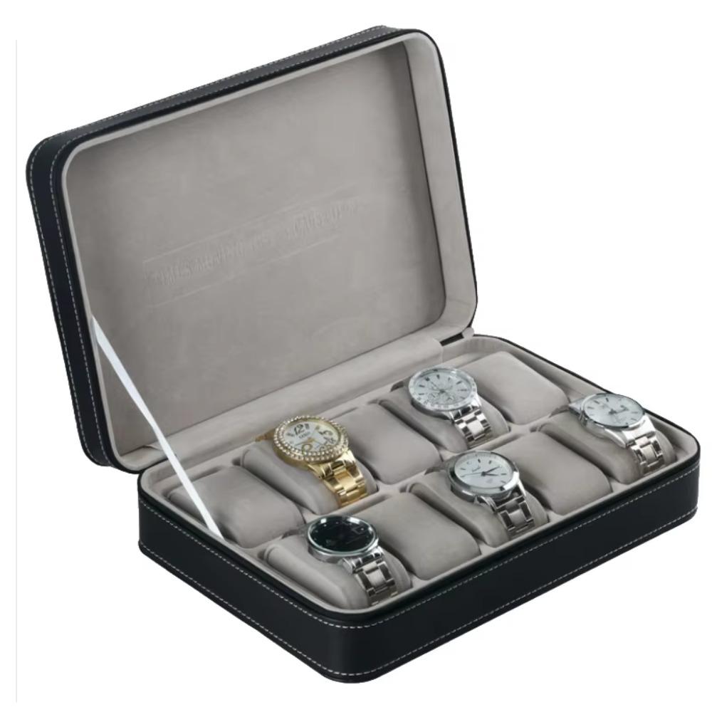 Dust-proof PU Leather Watch Box 6/10/12 Bit Watch Storage Box Zipper Watch Box  Men Women Use