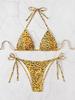 2024 Triangle Cup Printed Lace-Up Bikini Swimsuit for Women