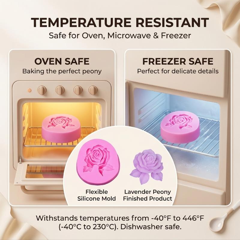 Fondant 3D Rose Flower Silicone Molds Single Cavity Petals Texture Baking Molds for Cake Decorating Chocolate Mousse Jellies Shaping and Craft Casting