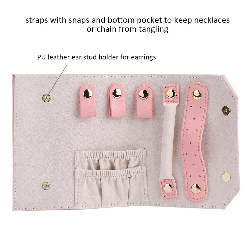 Elegante PU-Leder Tragbare Schmuckaufbewahrungs-Rolltasche Organizer für Reisen