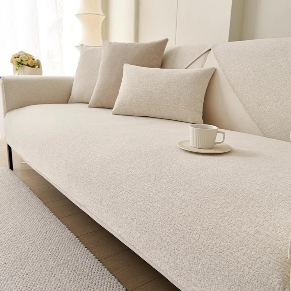 Modern Solid Color Sofa Cover Universal for All Seasons Anti Cat Scratch Sofa Cover Chenille Anti-skid Cover Cloth Couch Cushion