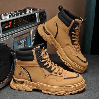 Mode Herren High-Top Sneaker Outdoor Arbeitssicherheitsschuh Rutschfest Bergsteigen Wanderschuhe für Herren Schnürstiefel mit Plateau Botas Hombre