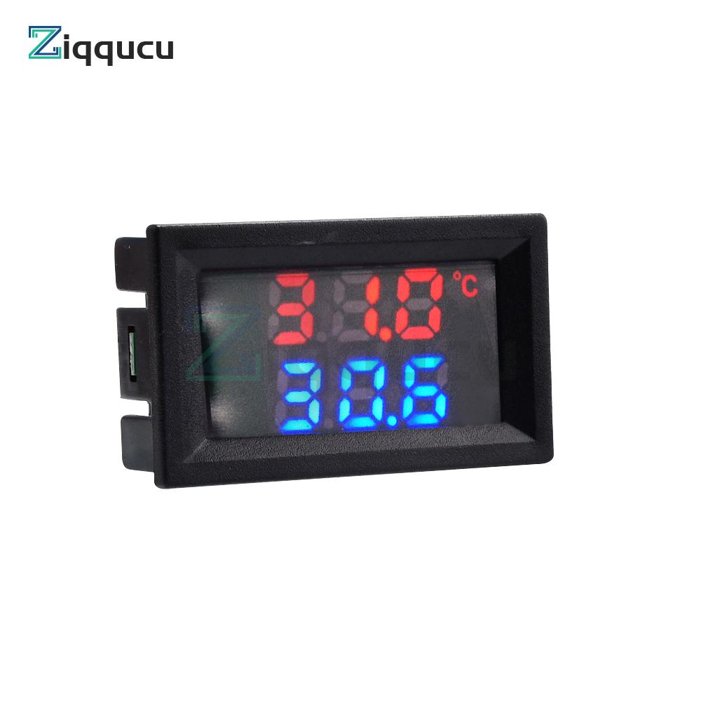 DC4-30V DC LED Display Dual Digital Temperature Red Blue Green Digital Temperature Sensor With NTC 10K 3950 Probe Cable