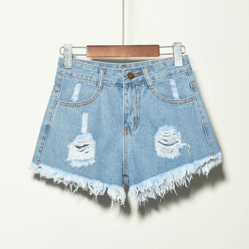 Plus Size Women's Ripped Denim Shorts - Trendy Summer Loose Fit for 200 Jin