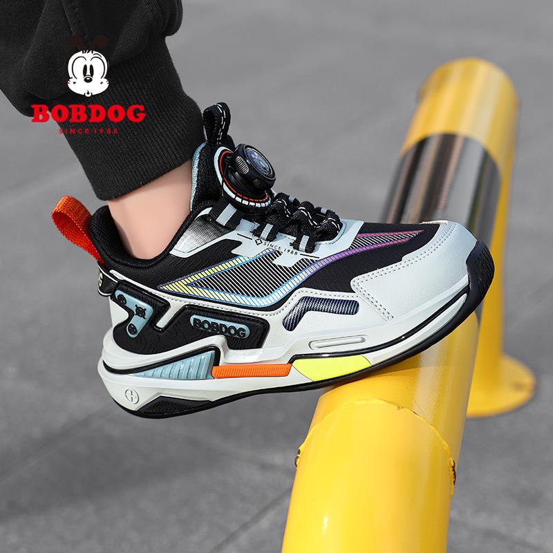 Babu Dou Boys' Autumn 2025 Leather Waterproof Basketball Shoes, Non-Slip for Primary School Students