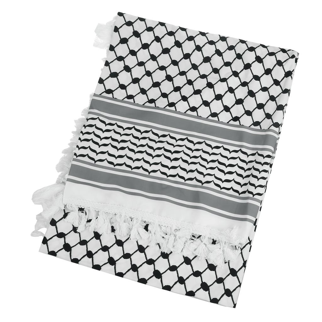 Religious Arab Adult Keffiyeh Headscarf Turban Jacquard Pattern Scarf Outdoor Headscarf for Male Daily Hair Accessory