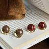 Light Luxury Little Red Bean Maillard Coffee Drop Glazed Round Stud Earrings 2025 Exquisite Versatile Earrings Elegant