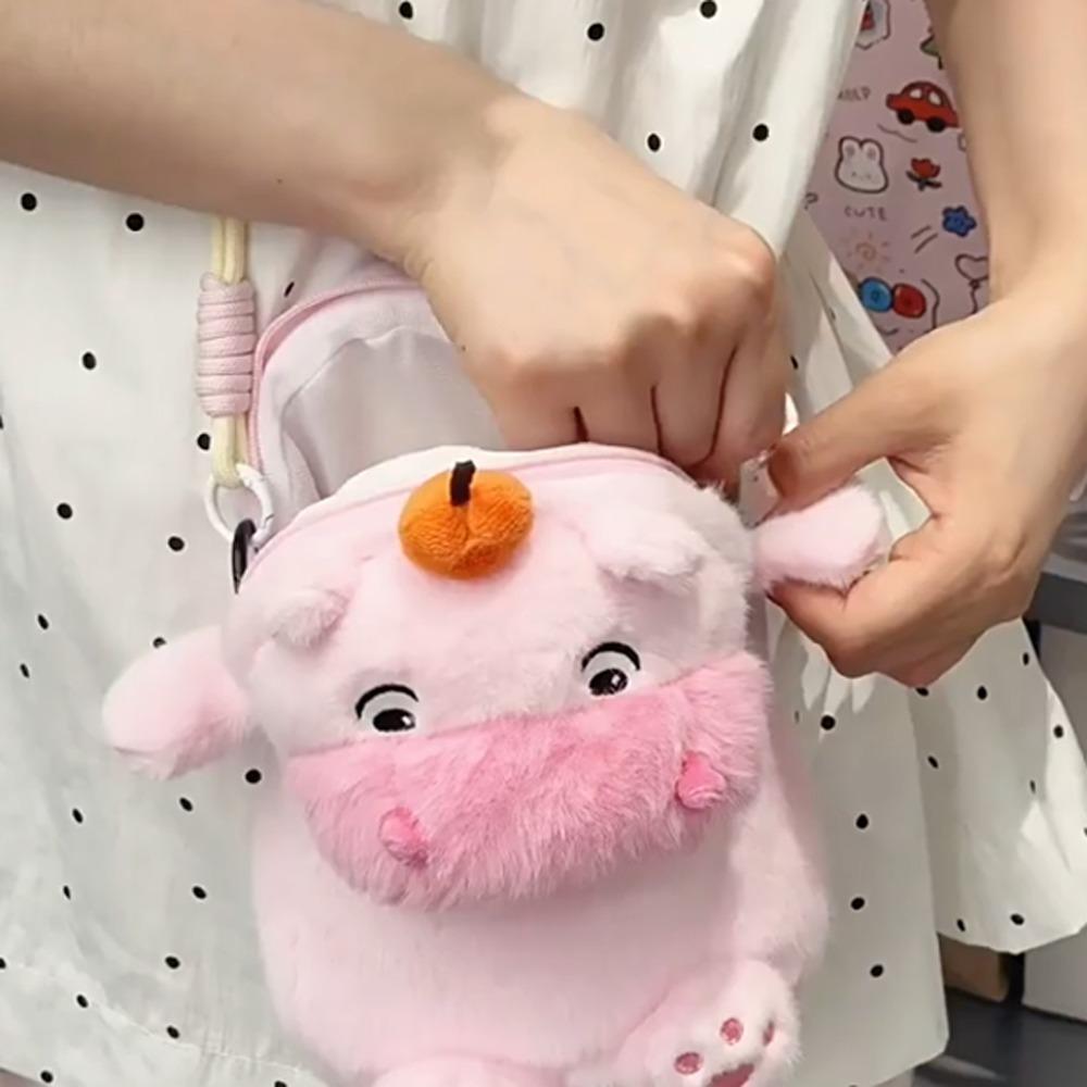 Persimmon Capybara Plush Crossbody Bag Phone Pouch Cartoon Plush Shoulder Bag  Stationery