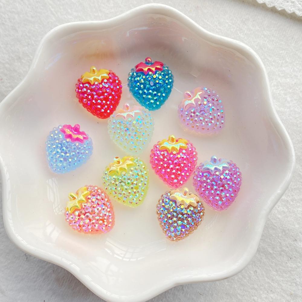 30pcs Glitter Resin Colorful Mini Cute Strawberry Nail Art Flatback Rhinestone Applique DIY Wedding Scrapbook Decor Craft