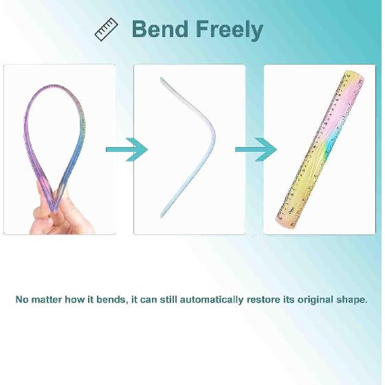 4 Pieces Flexible Ruler 12 Inch / 30 cm Bendable Soft Plastic Ruler Colorful Shatterproof Straight Edge Ruler for School, Classroom, Office