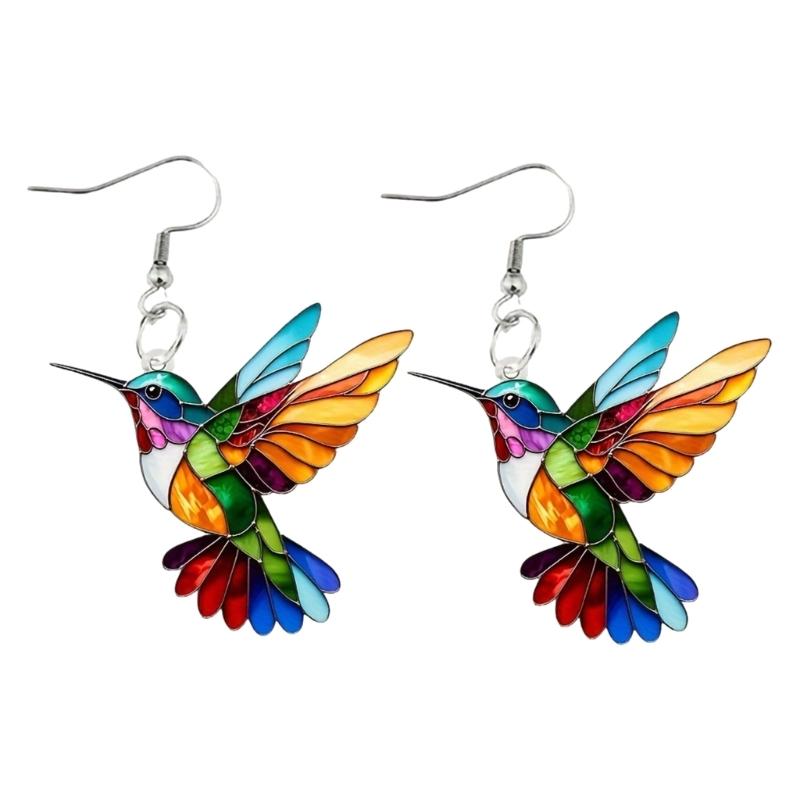 Hummingbird Earrings Stylish Jewelry Elegant Necklace Everyday Wear Jewelry Acrylic Texture Present for Trendsetters