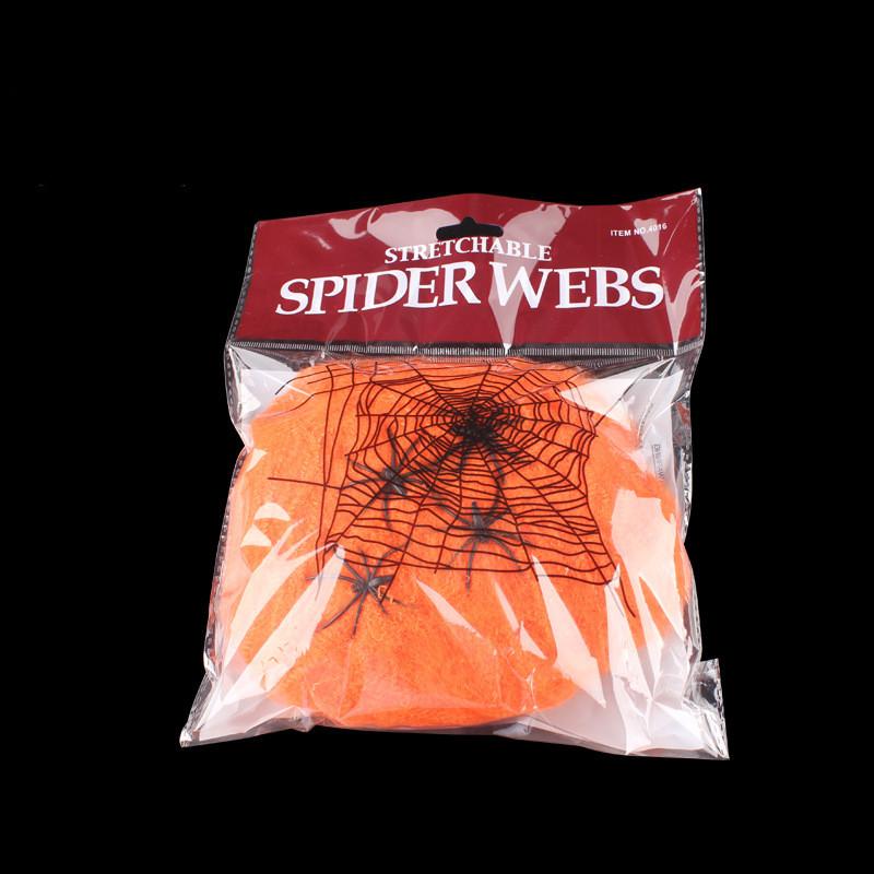 1-5PCS Halloween Decoration Spider Web Artificial Spider Web Stretchy Cobweb With Spider Horror Gothic Haunted House Home Decor 1PC