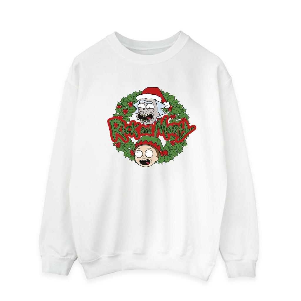 Rick And Morty Mens Christmas Wreath Sweatshirt