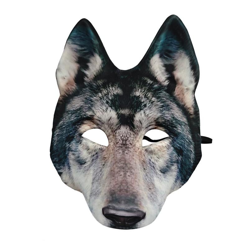 Adult Wolf Mask Costume Accessory Halloween Party Cosplay Animal Theme Dress Up Brown Gray