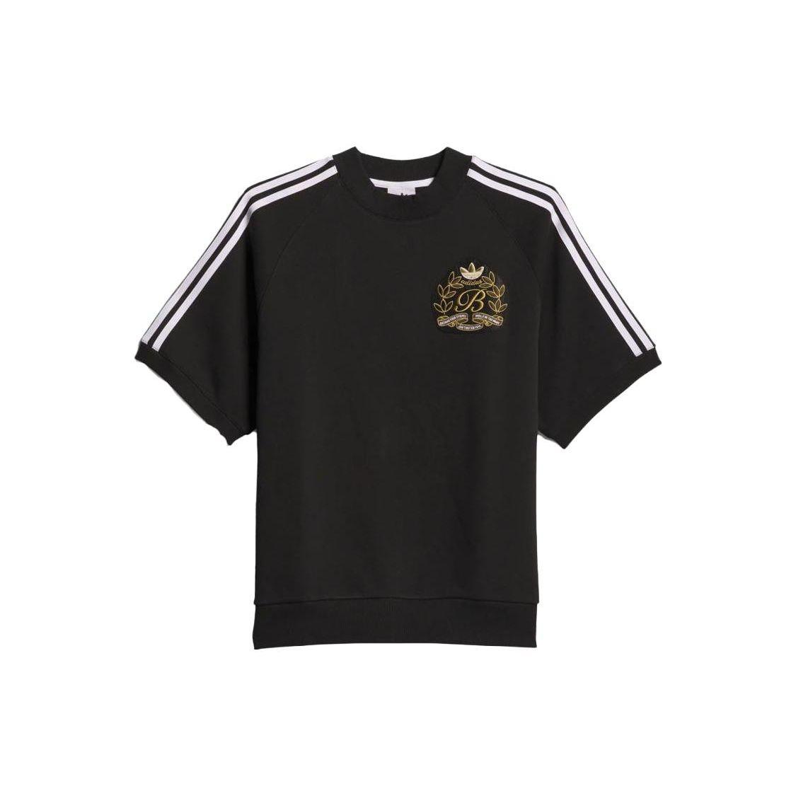 

Adidas Classic Trefoil Logo Loose Casual Short Sleeve Sweatshirt Unisex Black White IK9612 L