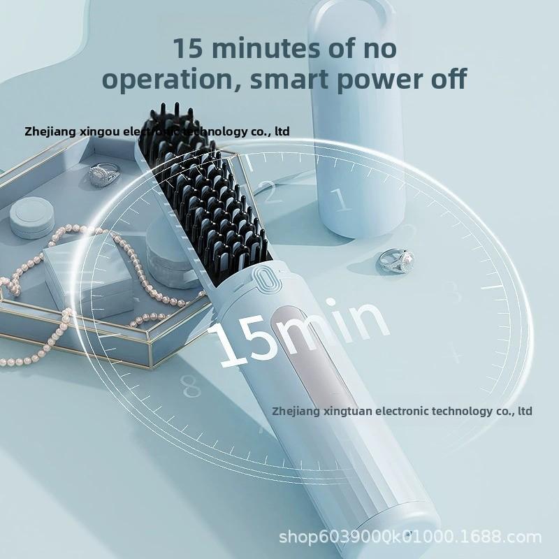 Cepillo alisador de pelo inalámbrico portátil mini peine alisador iónico para barba y cabello