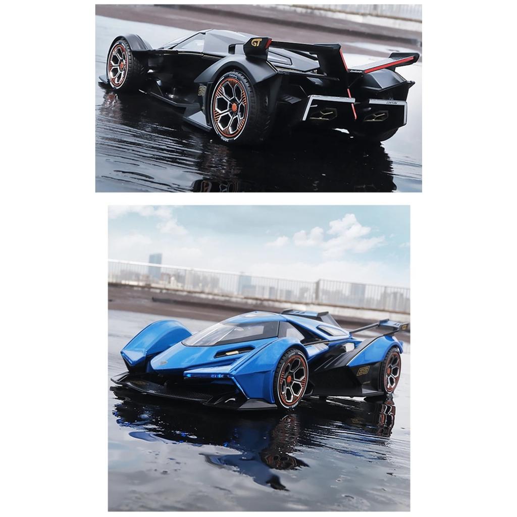 1/22 Lamborghini V12 Vision GT Gran Turismo Alloy Concept Sports Car Model Diecasts Metal Simulation Toy Car Model Sound and Light Kids Gift