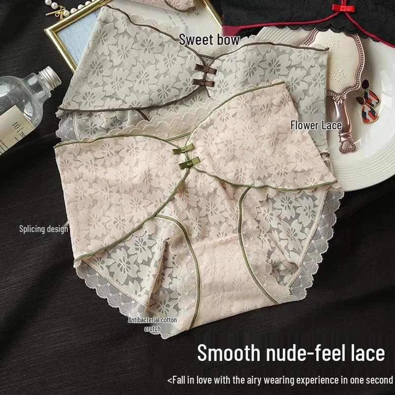 A Li Women's Antibacterial Lace Mid-Waist Briefs 3-Pack