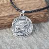 Viking Fenrisulv Nordisk Mytologi Amulett Hänge Halsband med Vegvisir Runor för Män Gotisk Smycke